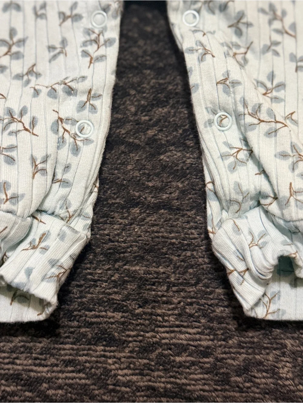 Sleeveless Light Blue Floral Ribbed Baby One-Piece Bodysuit - 6 to 9 months
